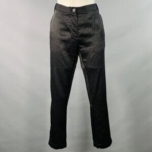 ANN DEMEULEMEESTER Size 8 Black Acetate Blend Flat Front Tapered Dress Pants